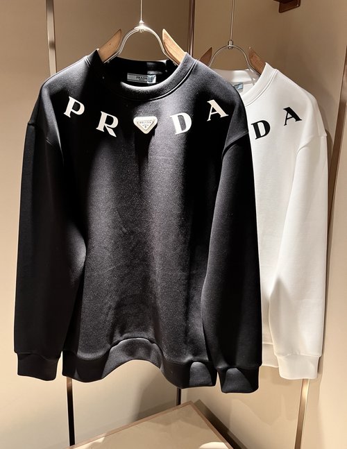 Prada Classic Long - Sleeve Sweatshirt with Logo