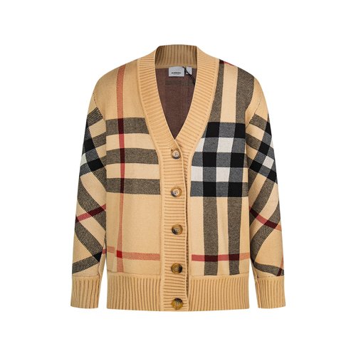 Burberry Classic Checked Wool Cardigan with Retro Style