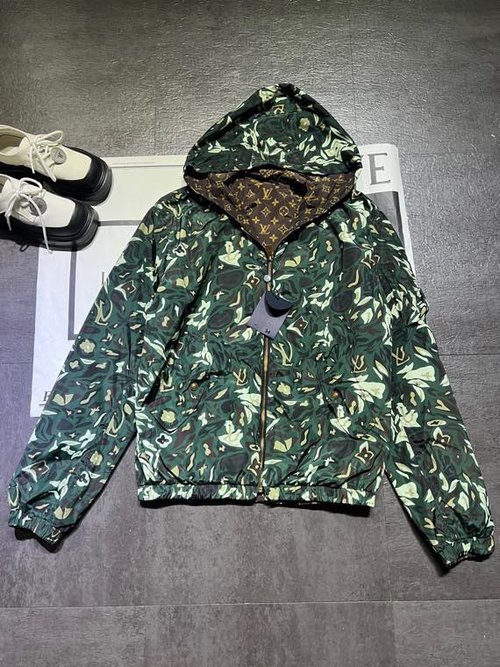 Louis Vuitton Double-sided Camouflage Print Hooded Jacket