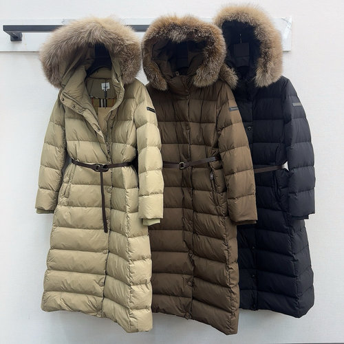 Burberry Skinny - belted Down Jacket with Mink Collar