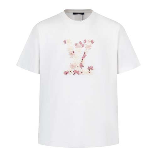 Louis Vuitton Exclusive Cotton T-shirt with Embroidered Floral Patterns