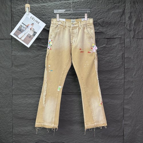 Chrome Hearts Splash Paint Splice Multi-pocket Loose Fit Jeans