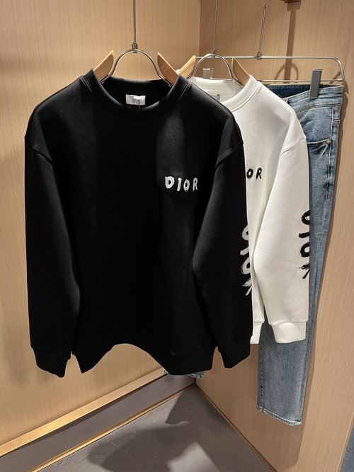 Dior Classic Cotton Long-Sleeve Logo Embroidered Sweatshirt