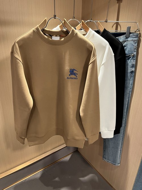 Burberry Cotton Round-Neck Sweatshirt with Logo Embroidery