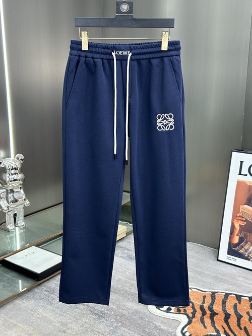 Loewe Classic Embroidered Logo Casual Pants in Black, Navy, Apricot