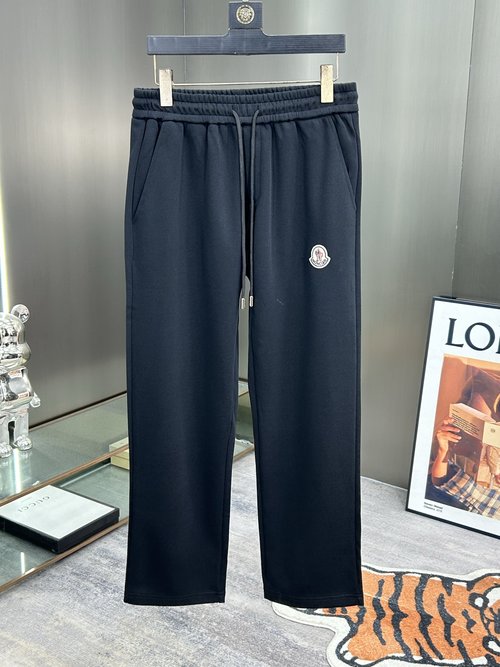 Moncler New Casual Pants with Logo, Black Color