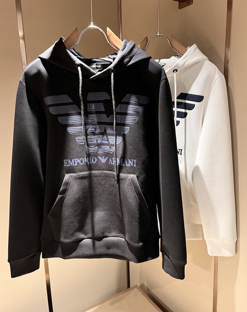 Armani Casual Long-sleeved Hoodie with Logo Press