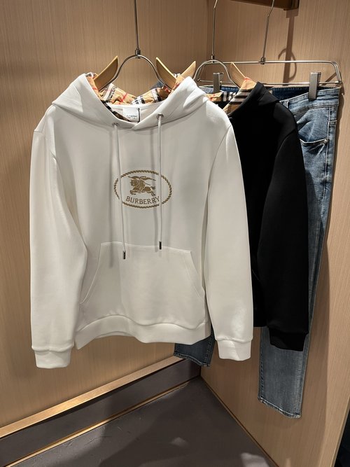 Burberry Casual Unisex Cotton Hooded Sweatshirt with Embroidery
