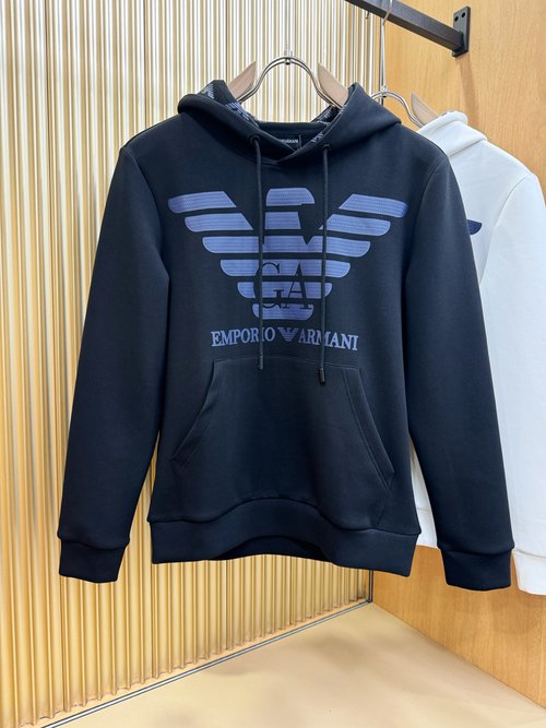 Armani Classic Logo Hooded Long Sleeve Sweatshirt