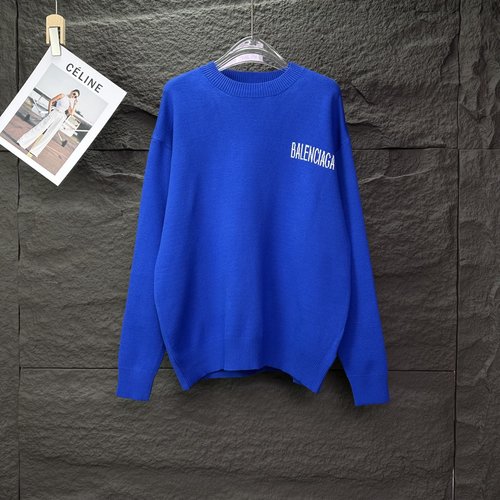 Balenciaga Wave Letter Couple Knit Crew Neck Sweater