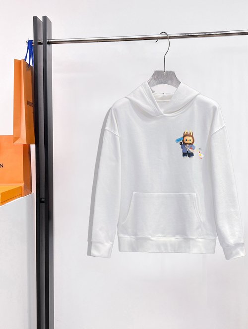 Balenciaga Double-layer Cotton T-shirt with Kangaroo Pocket and Letter Print