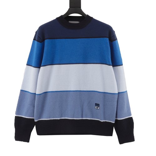 Dior Blue Gradient Patchwork Sweater