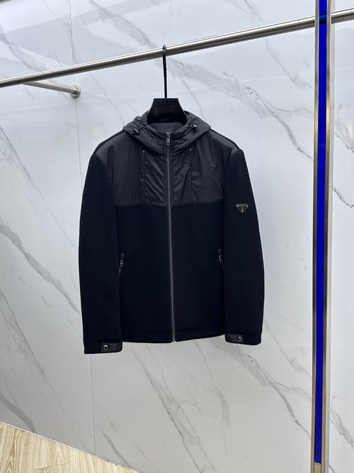 Prada Elegant Knitted Hoodie Jacket with Classic Logo