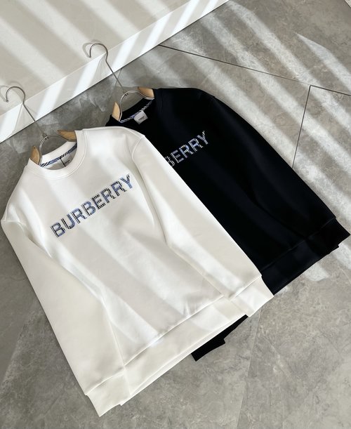 Burberry Cotton Round Neck Sweatshirt with Logo Embroidery