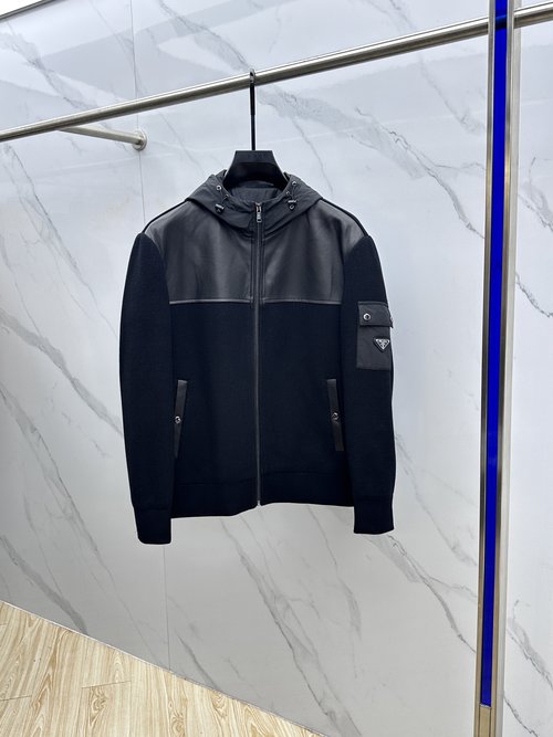 Prada Casual Drawstring Jacket with Classic Triangle Badge