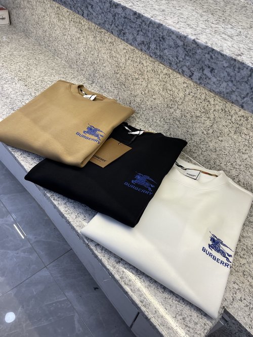 Burberry Cotton Round Neck Sweatshirt with Icon Embroidery