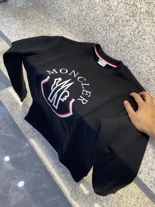 Moncler Cotton Round Neck Sweatshirt with Icon Embroidery