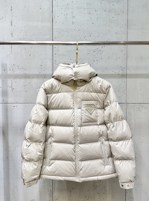 Prada Premium Down Jacket with 90% Down and Logo