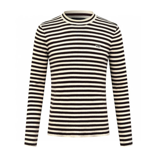 Prada Embroidered Striped Sweater with Subtle Logo