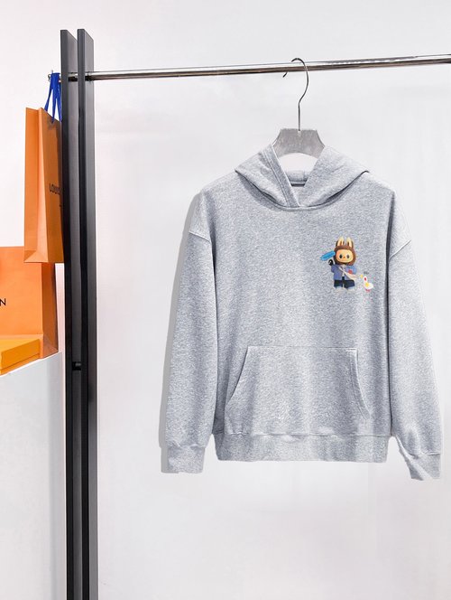 Balenciaga Double-layer Sweatshirt with Kangaroo Pocket and Letter Print