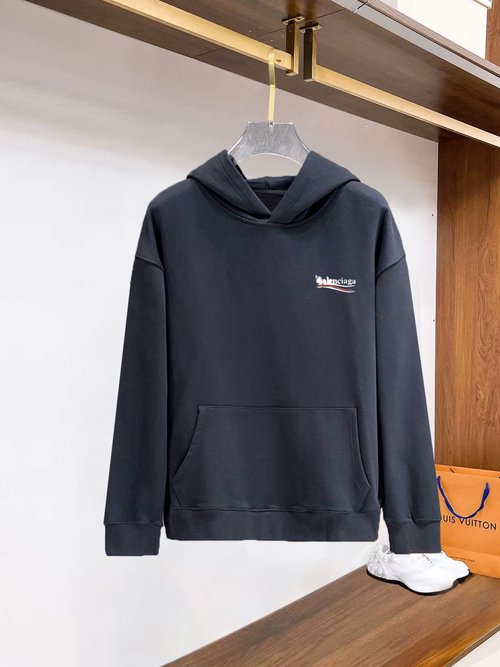 Balenciaga Double-layer Cotton Hoodie with Embroidered Print