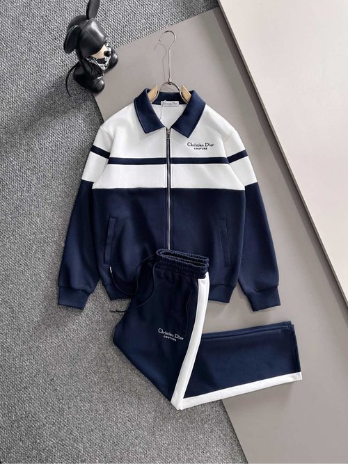 Dior Top-notch Spliced Set with Logo Embroidery