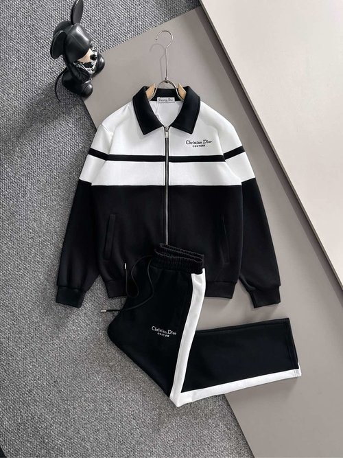 Dior Top-notch Spliced Set with Logo Embroidery