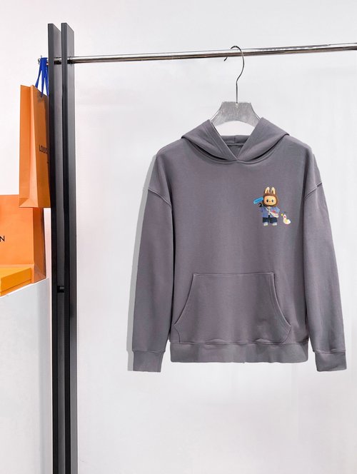 Balenciaga Double-layer Cotton Hoodie with Embroidered Print