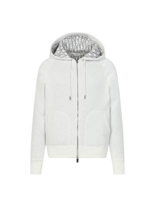 Dior White Double - Sided Cashmere Knit Hoodie