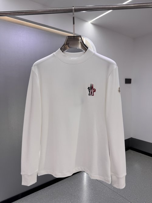 Moncler Embroidery Logo Baby Fleece Undershirt, Black & White