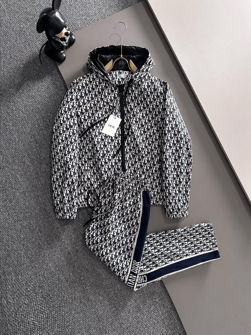 Dior Premium Spliced Hooded Zipper Suit