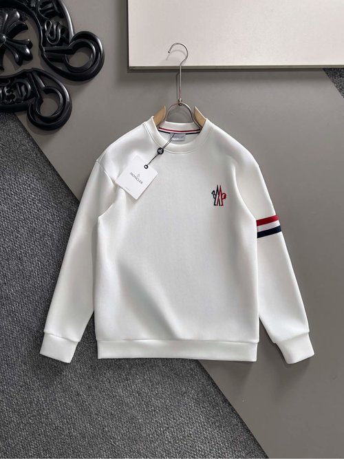 Moncler Mon Badge Design Round-Neck Space Cotton Sweatshirt