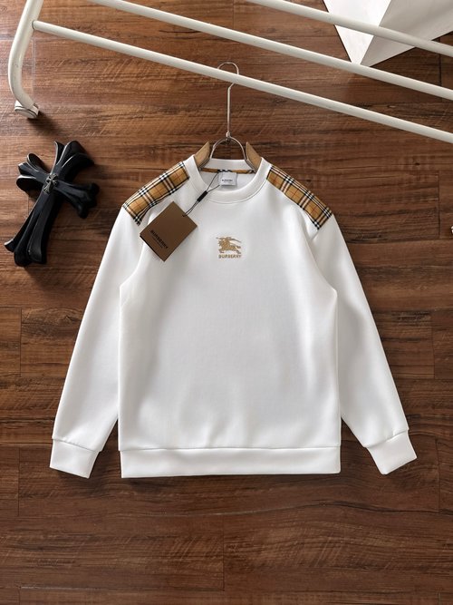 Burberry Space Cotton Long Sleeve Pullover, Classic Logo Design