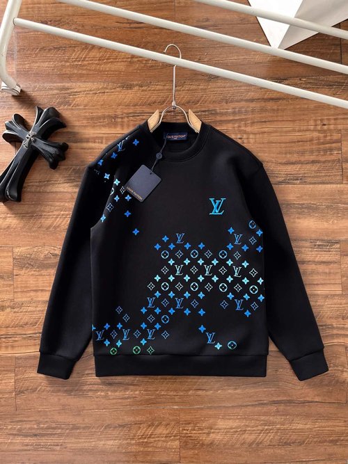 Louis Vuitton Space Cotton Sweatshirt with Gradient Embroidery Round Neck