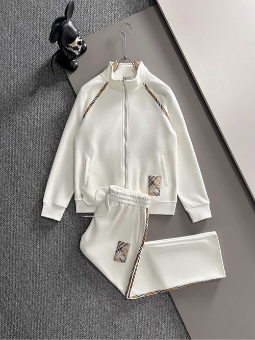 Burberry High-quality White Jacquard Casual Suit