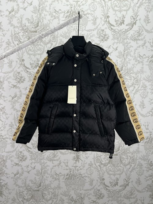 Gucci High-Quality Down Jacket with Double G Patch and Reflective Design