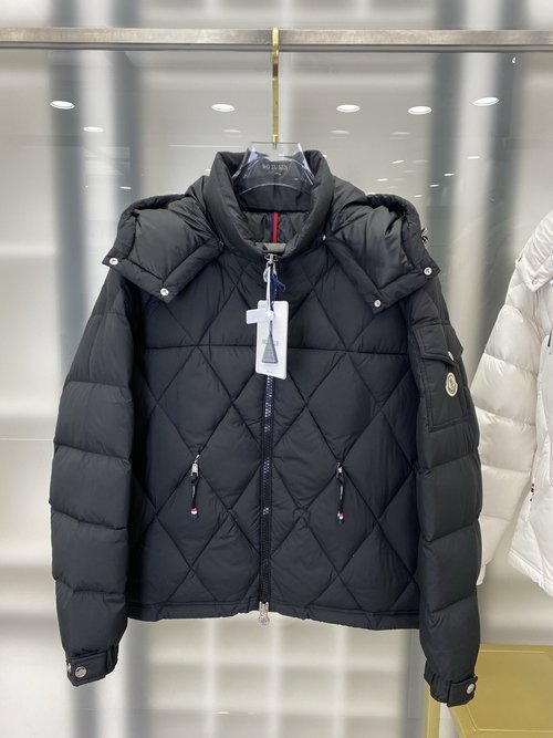 Moncler Quilted Zip-up Down Jacket with Removable Hood