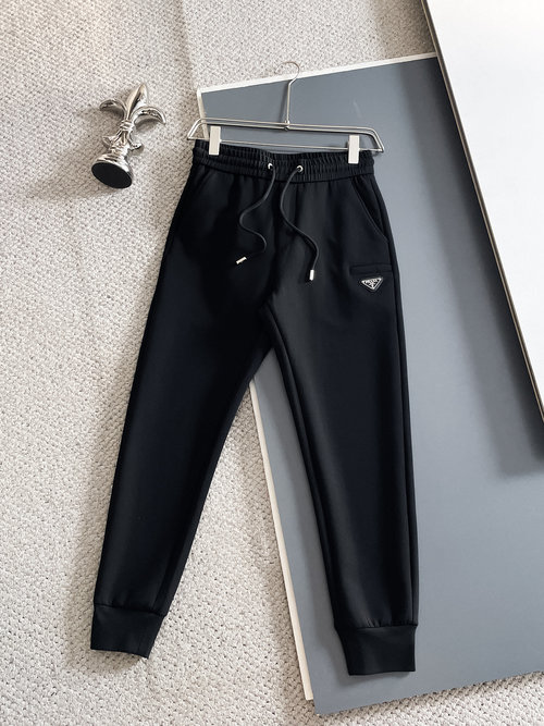 Prada New Casual Pants with Classic Logo and Great Comfort