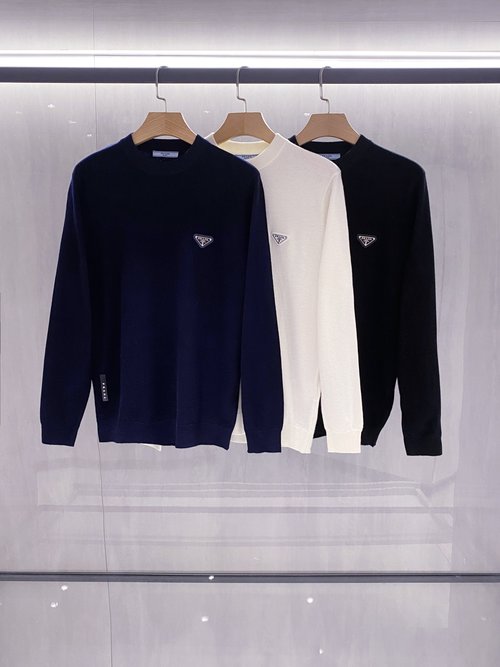 Prada Comfortable Wool-Cashmere Blend Knit Sweater