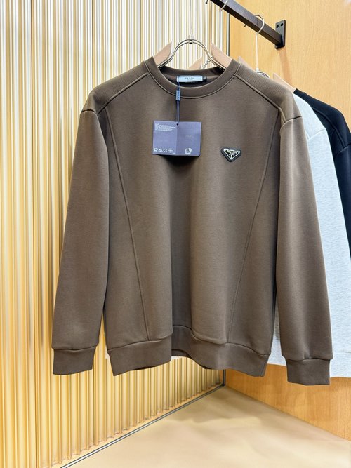 Prada Classic Logo Long-Sleeved Sweatshirt, Soft Fabric