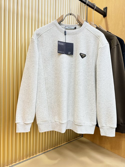 Prada Classic Logo Long-Sleeved Sweatshirt, Soft Fabric
