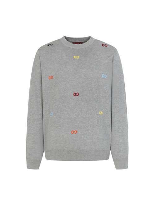 Gucci Colorful GG Embroidered Knitted Wool Sweater