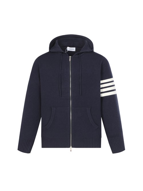 Thom Browne Comfortable Zip-up Wool Blend Sweater