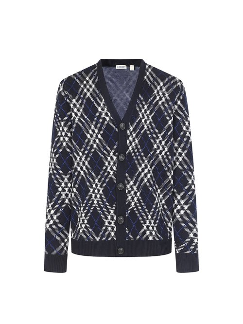 Burberry Classic V-Neck Knit Cardigan with Check Pattern