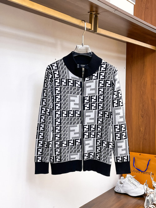 Fendi New Knit Zip-up Cardigan with Premium Fabric