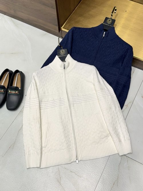 Chanel Textured Cotton-Linen Zip-Front Knit Jacket with Embossed Pattern