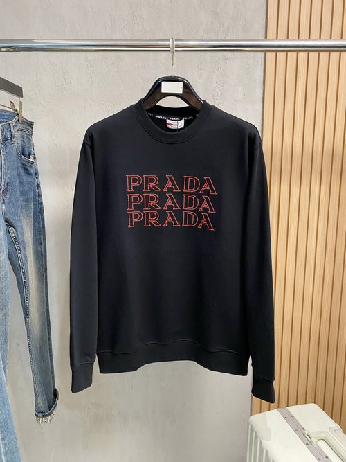 Prada High-Quality Crew-Neck Sweatshirt with Embroidery