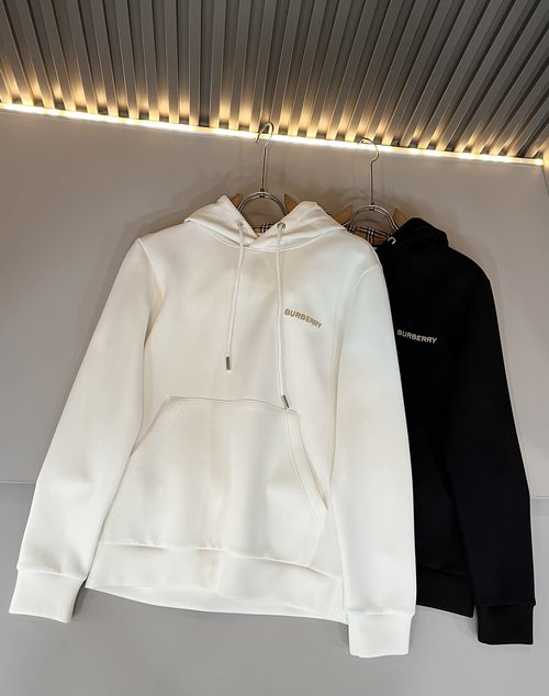 Burberry Basic All-Cotton Hoodie with Logo Embroidery