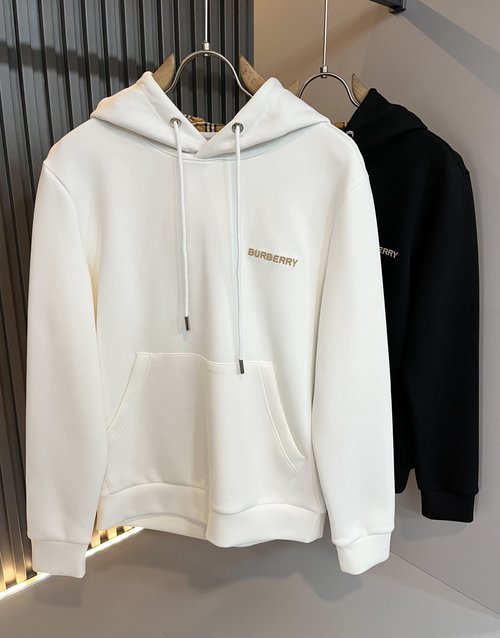 Burberry Basic All-Cotton Hoodie with Logo Embroidery