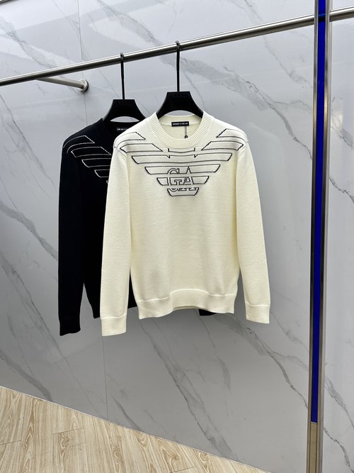 Armani Soft Round-Neck Wool Blend Knit Sweater